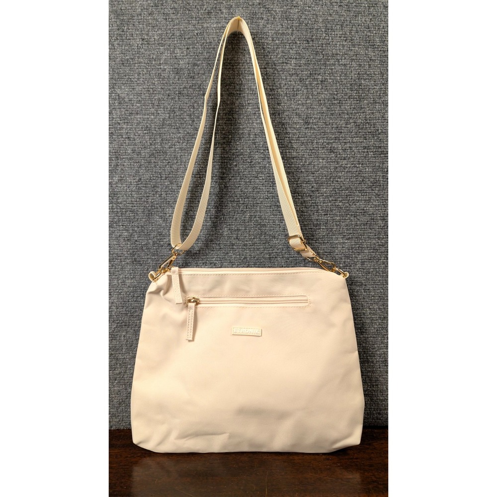 Etronik Nylon Crossbody Shoulder Bag Beige Travel Organizer Purse Adjustable